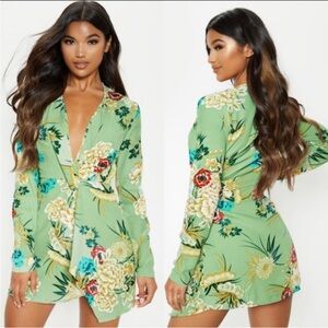 NEW WITH TAGS PLT SAGE GREEN LONG SLEEVE DRESS ASIAN PRINT SIZE 12